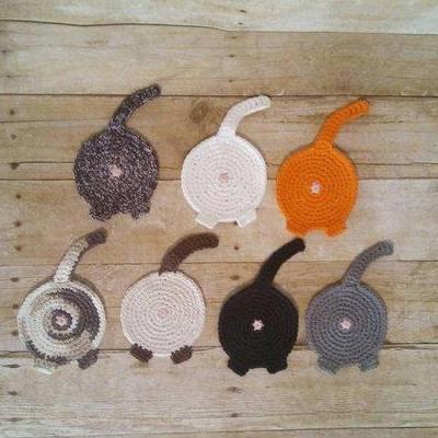 Cat Themed Gifts, Handmade Cat Butt Coasters for Cat Lovers