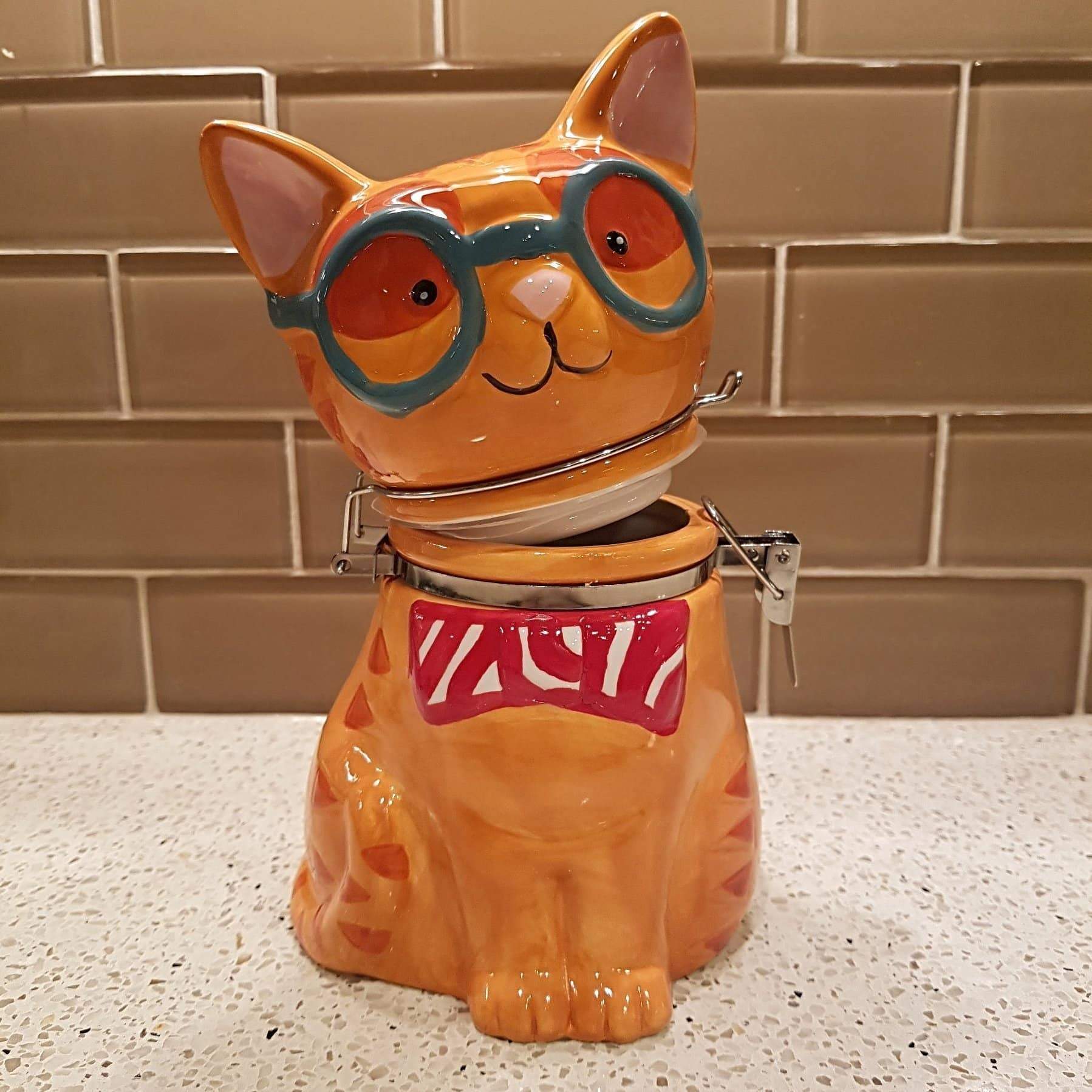 Cat Kitchen Decor, Cat Shaped Jar for Treats and Cookies
