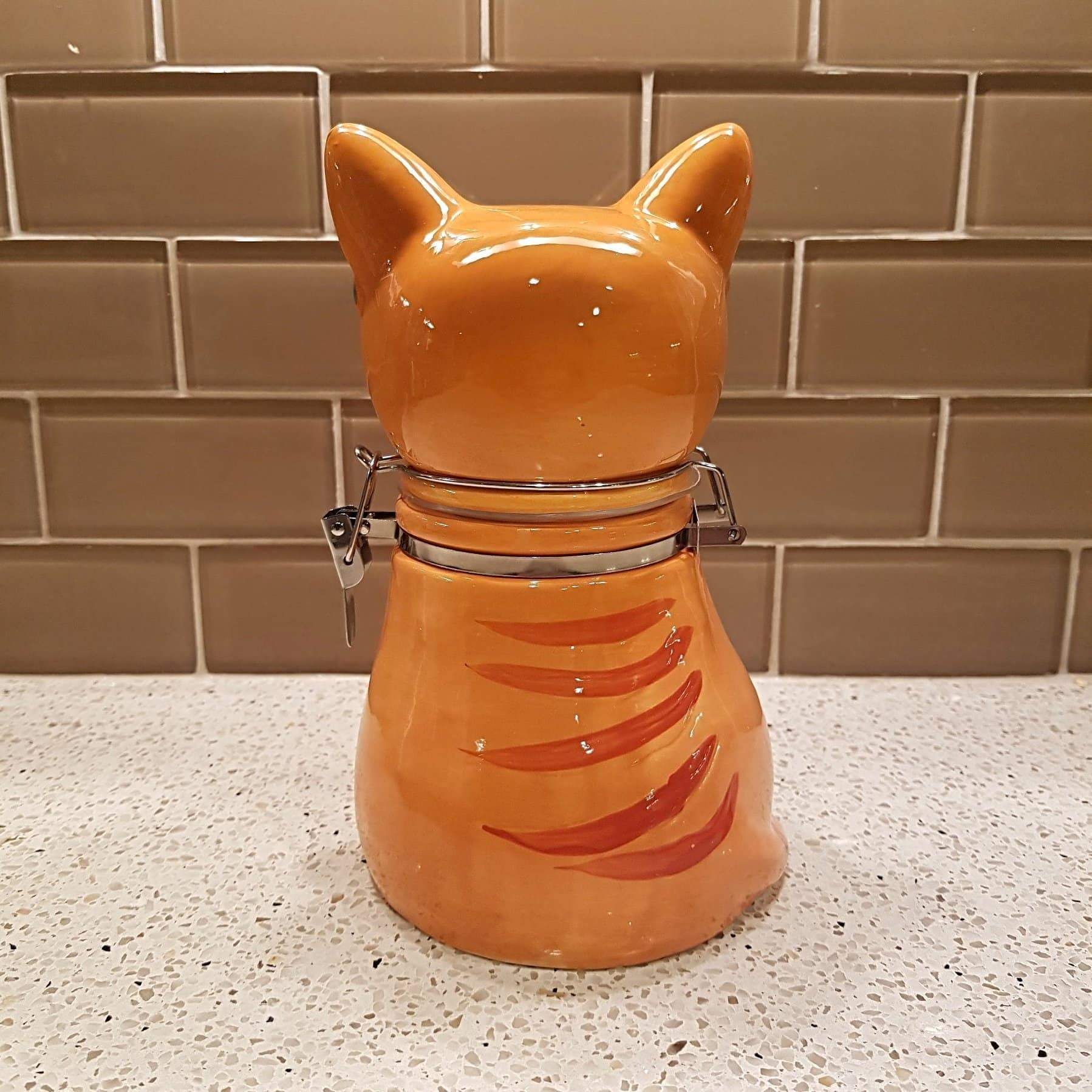 Cute Gifts for Cat Lovers, Ceramic Cat Shaped Jar for Cat Treats