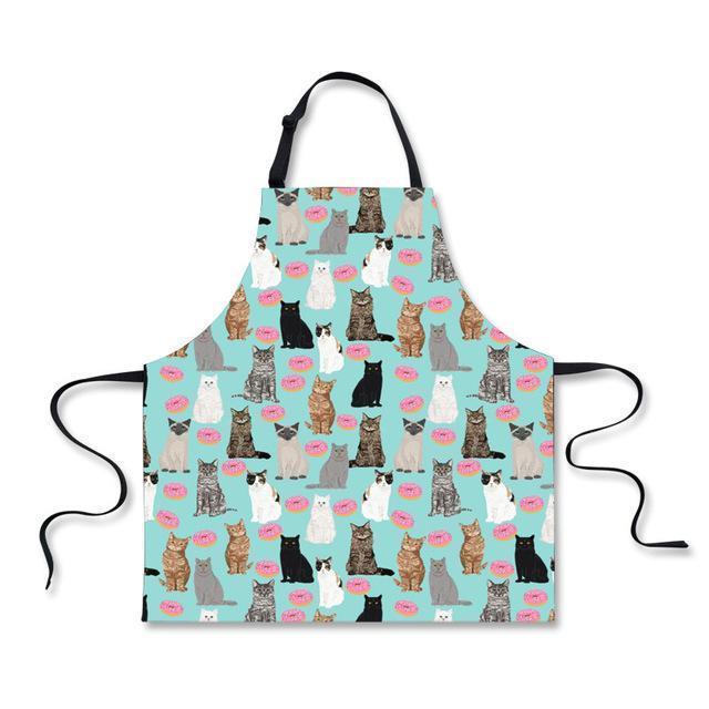 Quirky Gifts for Cat Lovers, Aprons with Cats On Them, Cat Cooking Apron Decorated with Cats and Donuts
