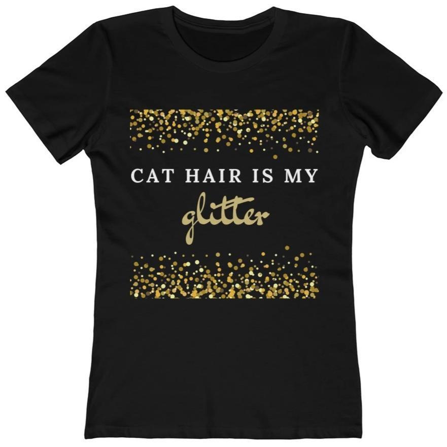 Funny Cat Shirts, Cat Hair Is My Glitter Cat Lover T-Shirt