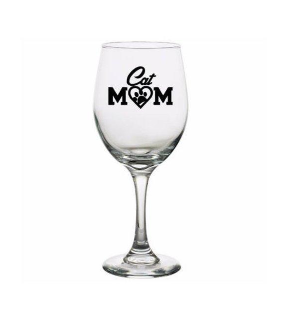 Cat Gifts for Her, Cute Cat Wine Glasses, Cat Mom Wine Glass