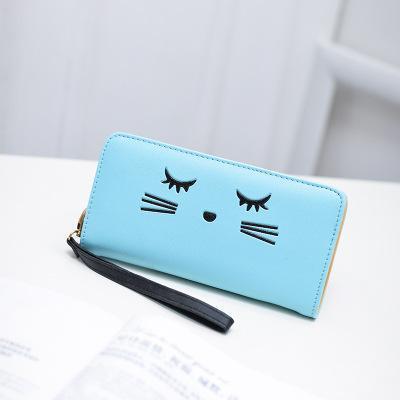 Made from PU leather and decorated with an embroidered cat face, this wristlet wallet is a cat lady favorite!