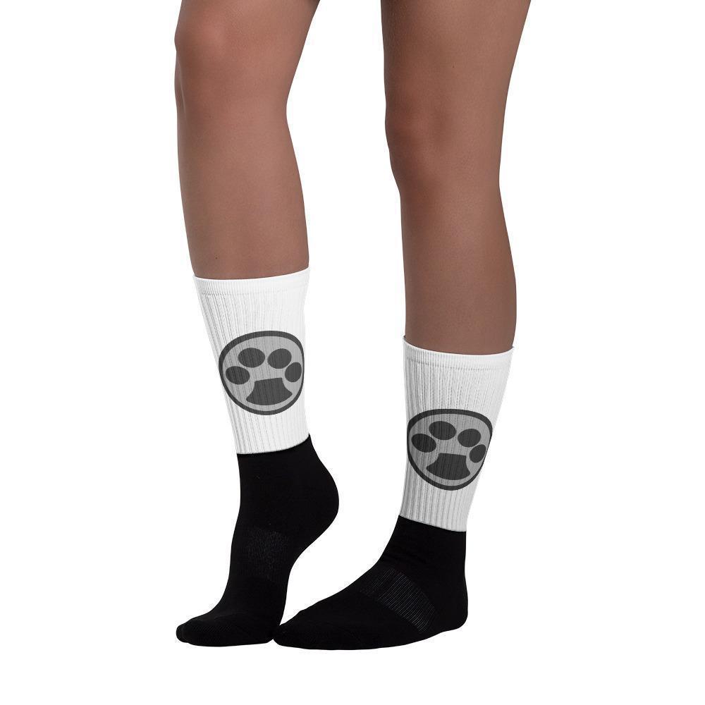 Cute Socks for Cat Lovers, Cat Paw Socks Featuring a Paw Print Printed on a Soft White Fabric