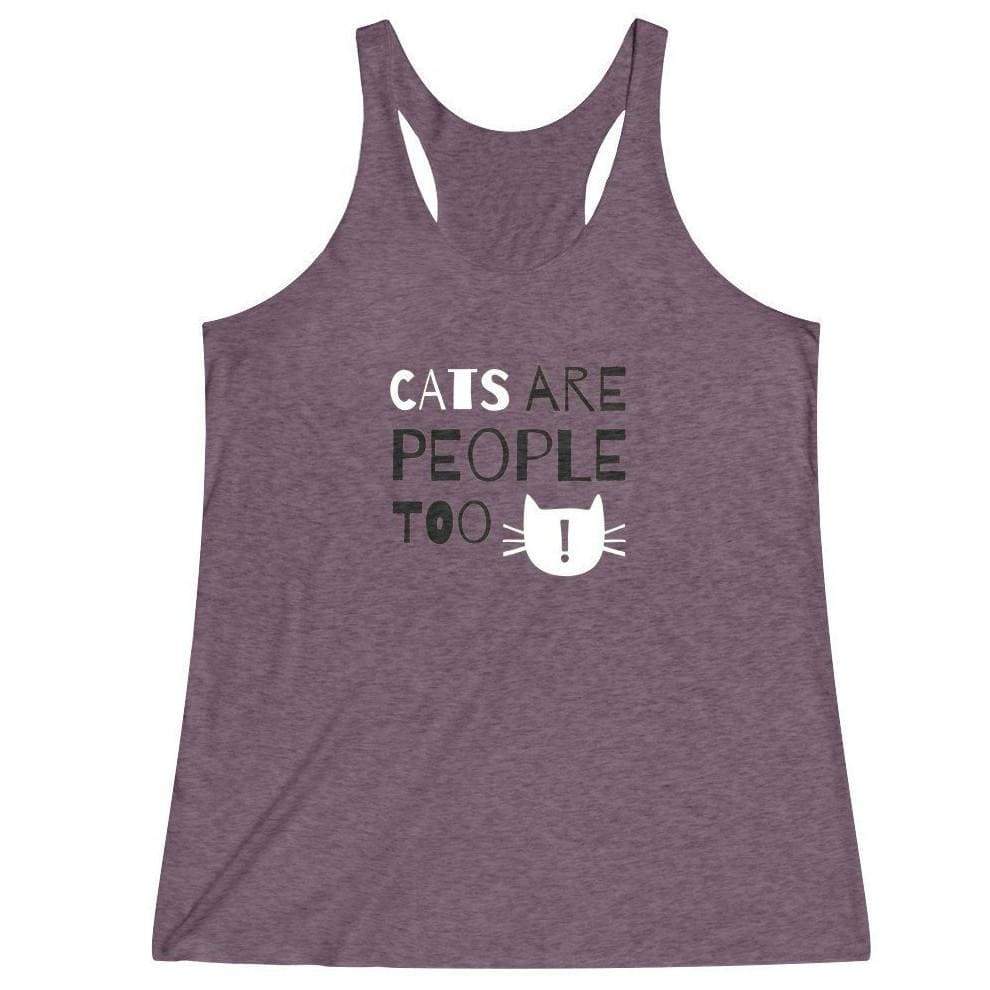 Crazy Cat Shirts, Cat Lady Clothing, Funny Cat Themed Tank Top with the Print Cats Are People Too Across the Front
