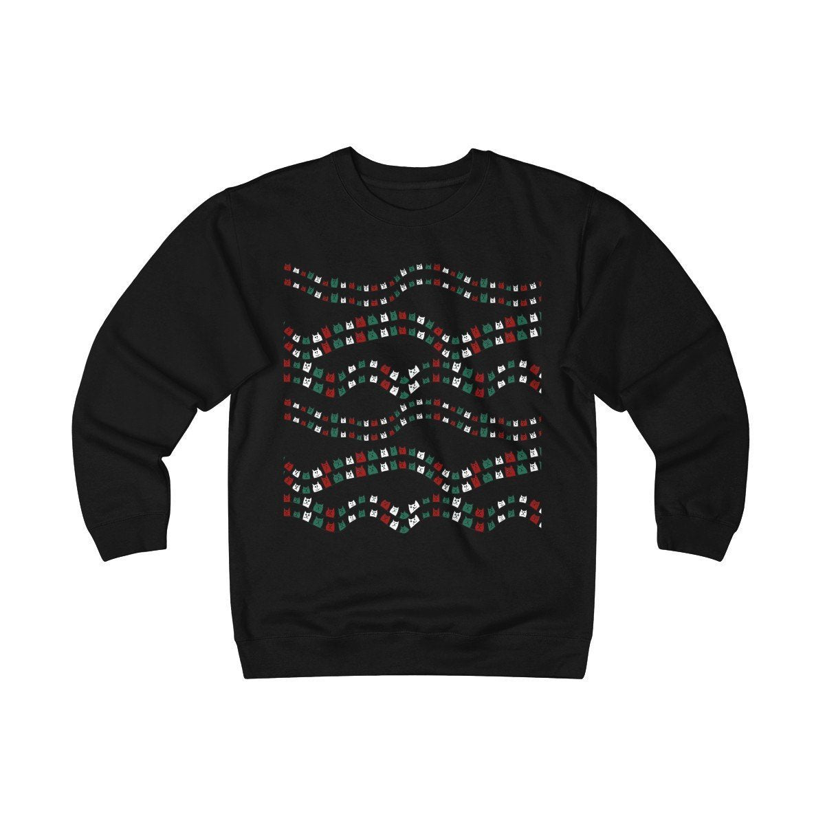 nique Christmas Gifts for Cat Lovers, Ugly Cat Christmas Sweater for Men Featuring a String of Red Green and White Cats
