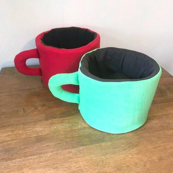 Gifts for Cats, Cute Cat Bed Handmade in the Shape of a Coffee Mug