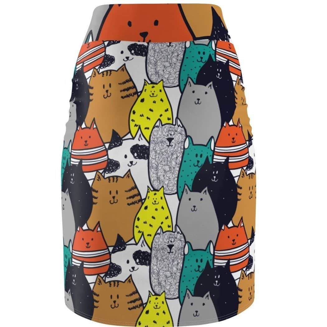 Cat Skirt with a One Of a Kind Colorful Design Featuring Various Funny Cats