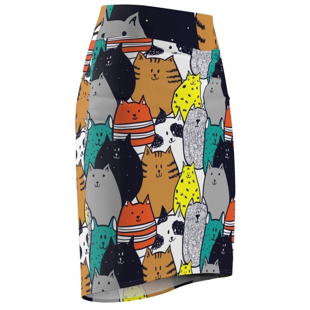 Fashionable Cat Clothing for Adults, Gifts for Cat Ladies, Cute and Comfy Cat Skirt Featuring a Colorful Cat Print