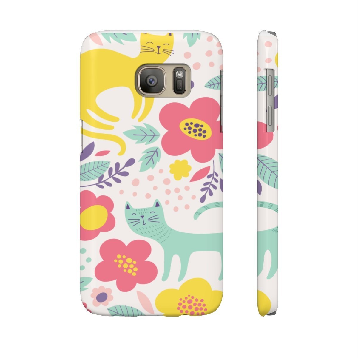 Cat Design Gifts for Cat Lovers, Floral Cat Phone Case with a One of a Kind Cat Themed Design