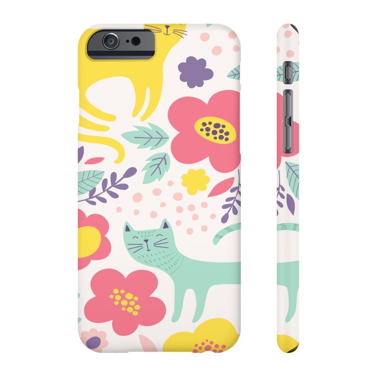 Gifts for Cat Lovers, Unique Cat Phone Case Printed with Cats and Flowers