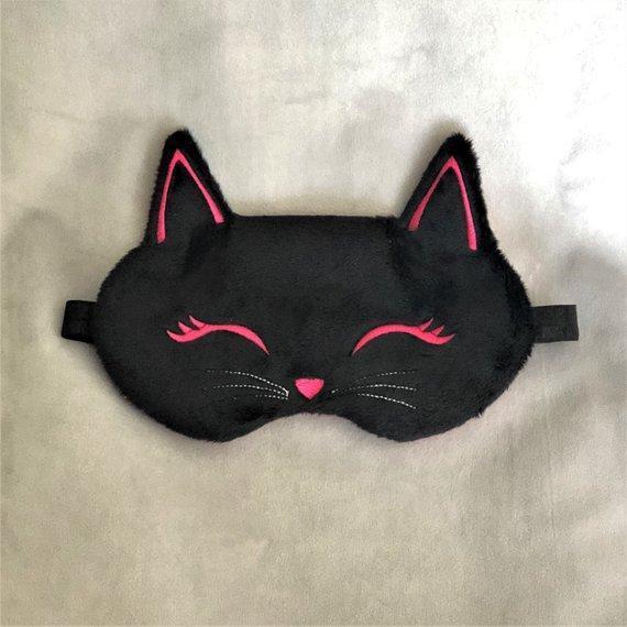 Cute cat sleep mask handmade with super soft silky fabric to keep you comfy all night long, great as a gift for cat lover
