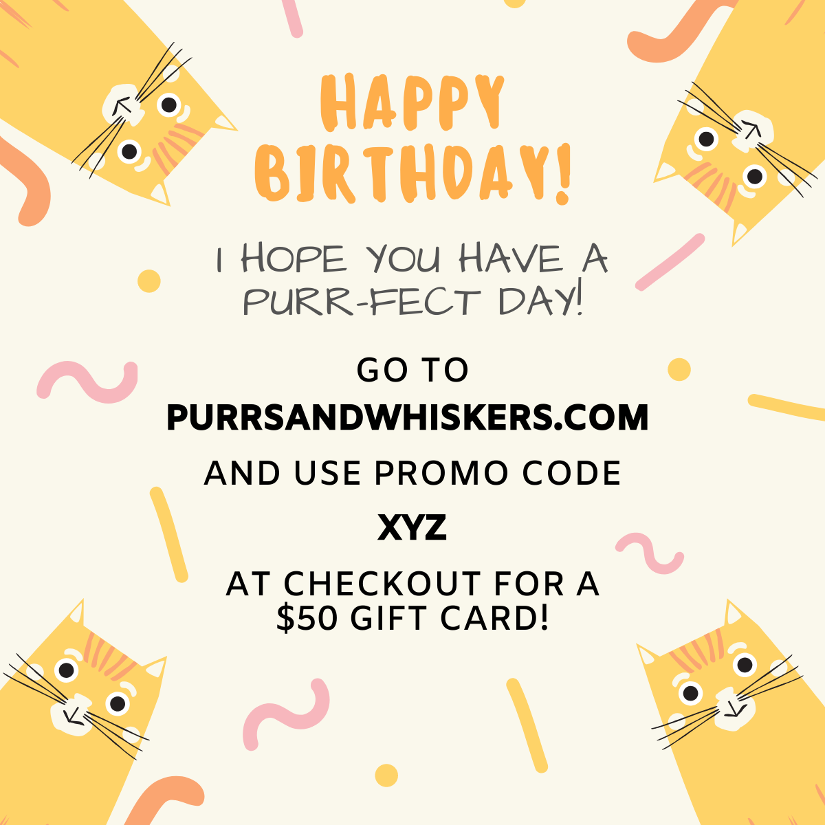Cat Themed Birthday Gifts for Cat People, $50 Gift Card for Cat Lovers