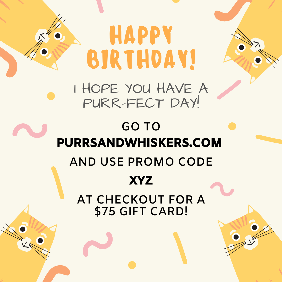 Cat Themed Birthday Gifts, $75 Gift Card for Cat Lovers