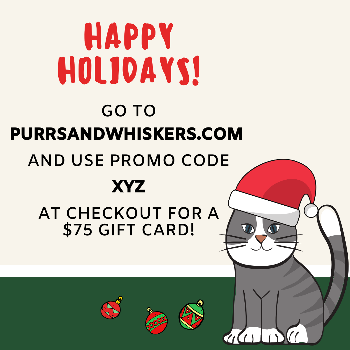 Cat Themed Christmas Gifts, $75 Gift Card for Cat Lovers