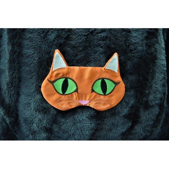 Cute cat sleep mask handmade from soft satin fabric, perfect as a gift for cat lovers
