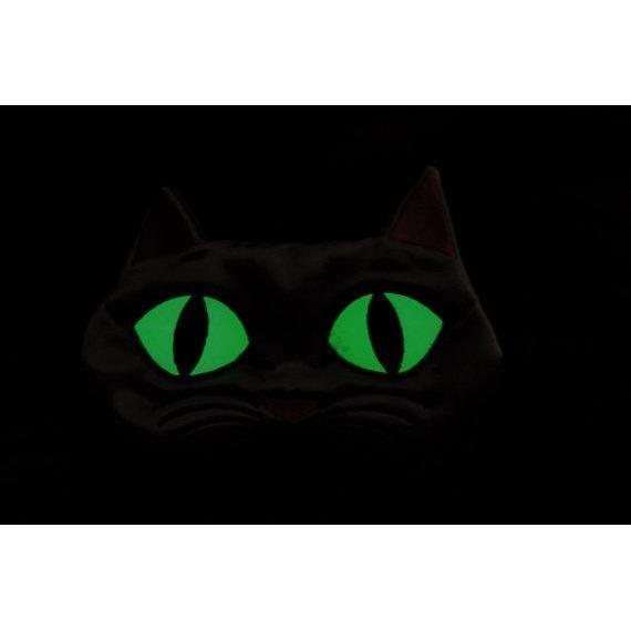 Cat sleep mask with glow in the dark eyes, perfect as a one of a kind handmade cute cat gift for cat lovers