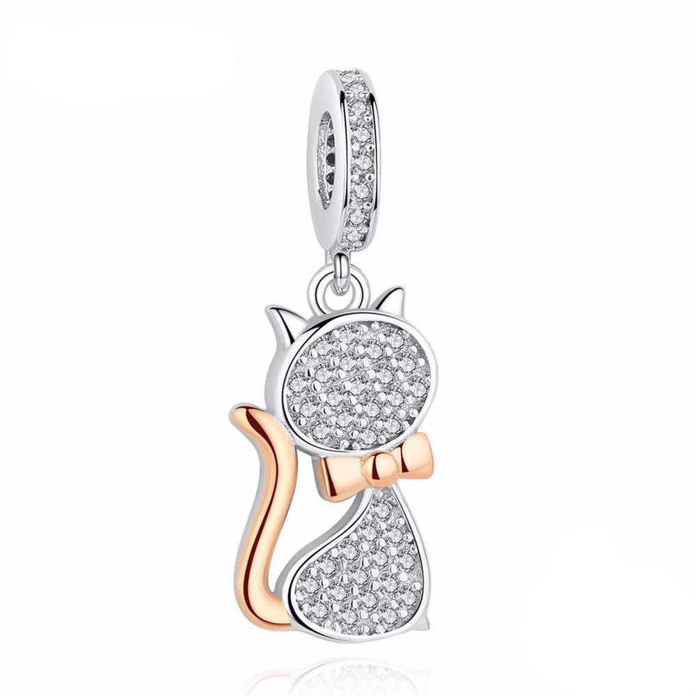 Good Birthday Gifts for Cat Lovers, Cat Pendant Encrusted with Shiny White Crystals