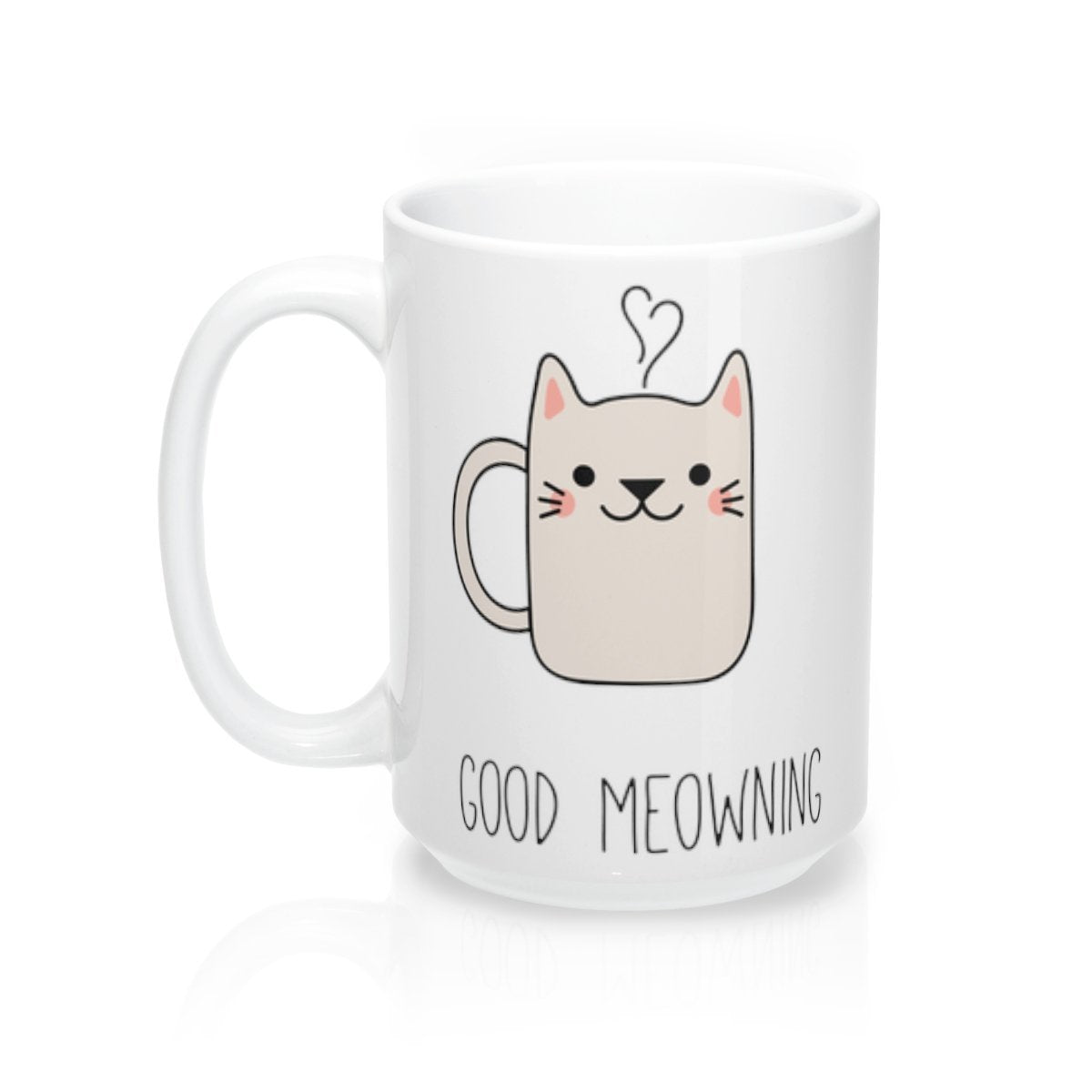Funny Gifts for Cat Lovers, Cat Mug Featuring the Text "Good Meowning" Printed In Black
