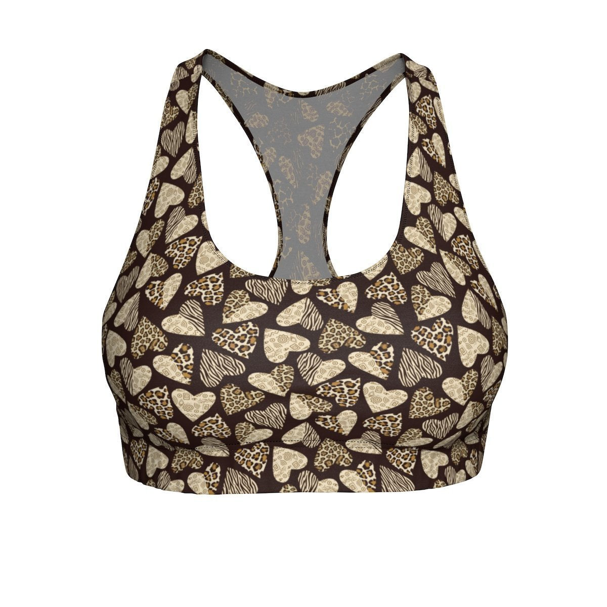 Leopard Print Sports Bras, Cute and Comfortable Sports Bras with a Heart-Shaped Animal Print Pattern
