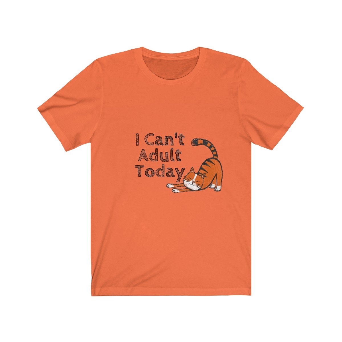 Funny Cat Shirt Featuring the Phrase I Can't Adult Today and a Persian Cat Printed On Soft Cotton Fabric