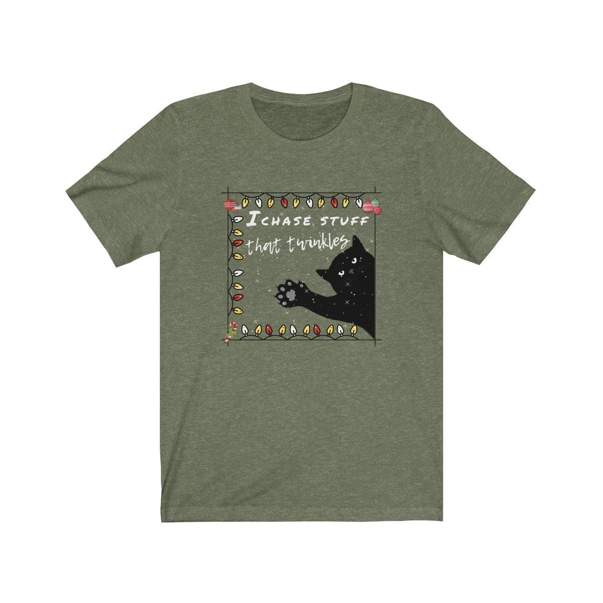 Cat Themed Christmas Gifts for Cat Lovers, I Like Stuff That Twinkles Cat Christmas Shirt for Men
