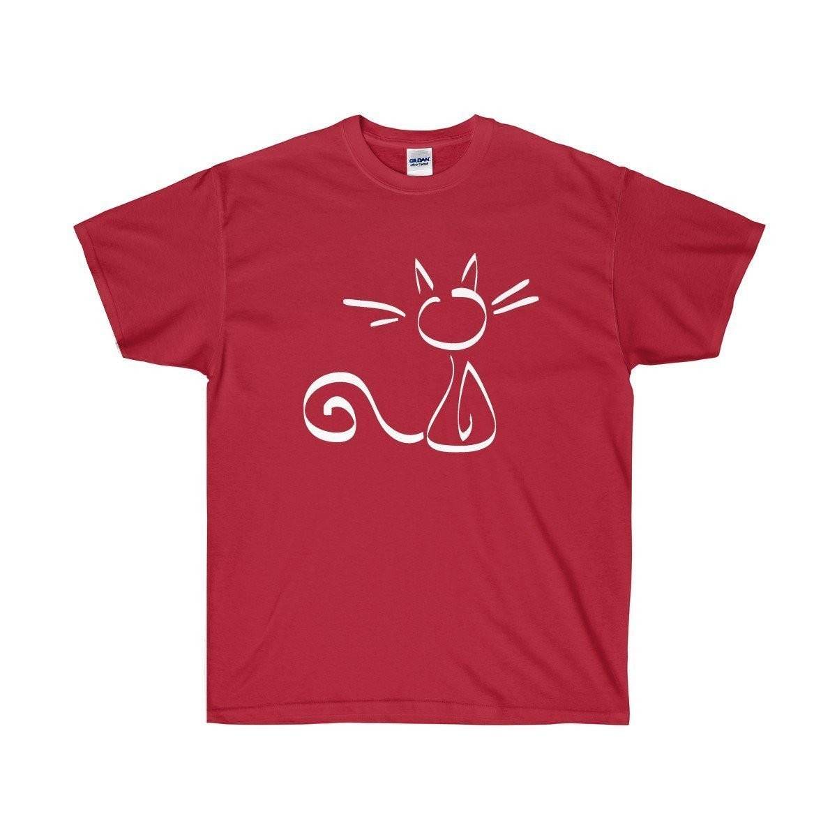 Cat Gifts for Men, Cat Shirt with a White Cat Silhouette Printed On the Front