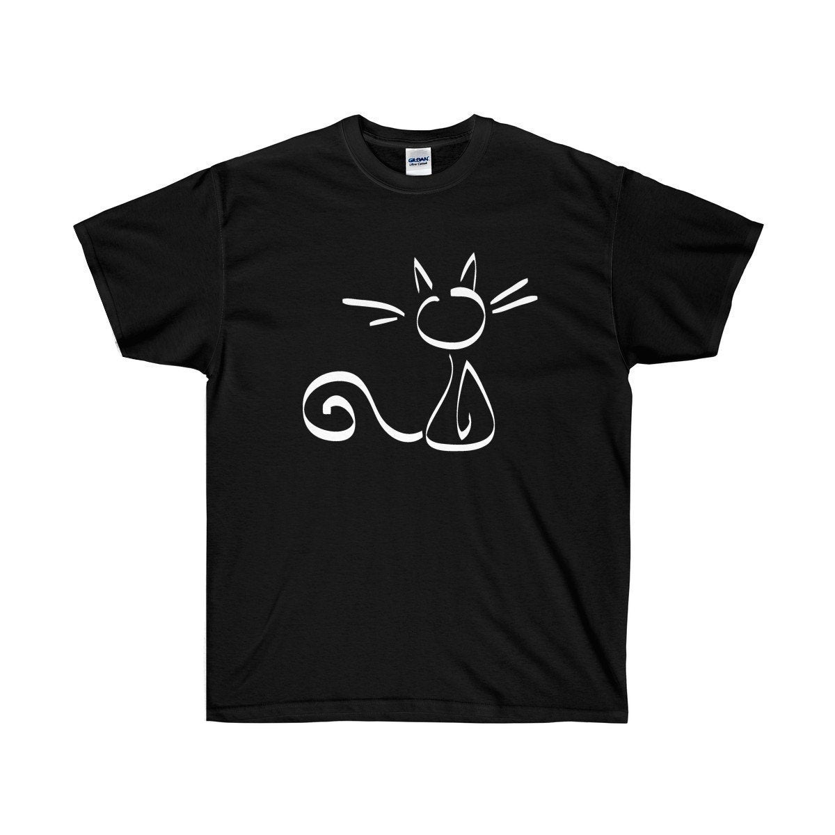 Cat T-Shirt, Funny Cat Shirt for Cat Lovers with a White Cat Printed On the Front