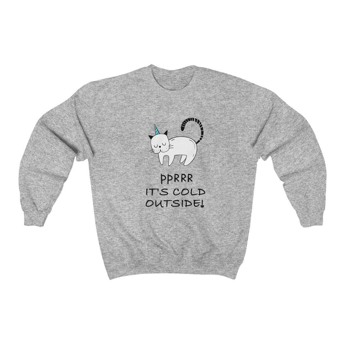 Cat Christmas Sweater, Pprr It's Cold Outside Cat Sweater Decorated with a Unicorn Cat