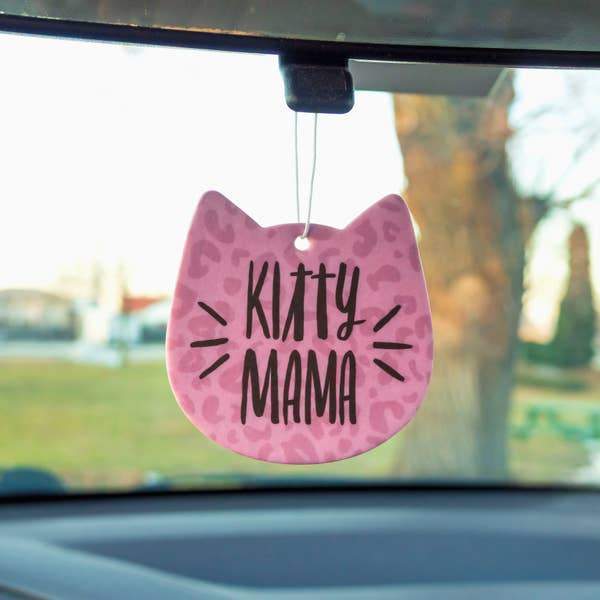 Funny Cat Air Freshener With Jasmine Scent And The Words Kitty Mama Printed On The Front