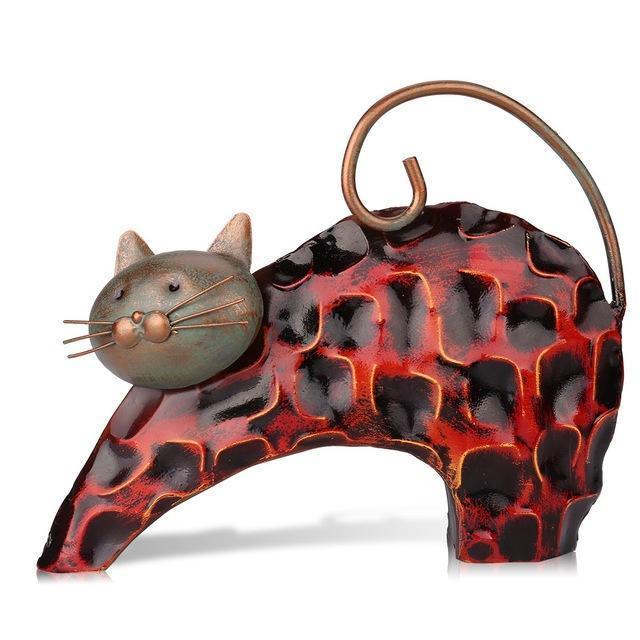 Cat Themed Home Decor, Lazy Cat Metal Figurine