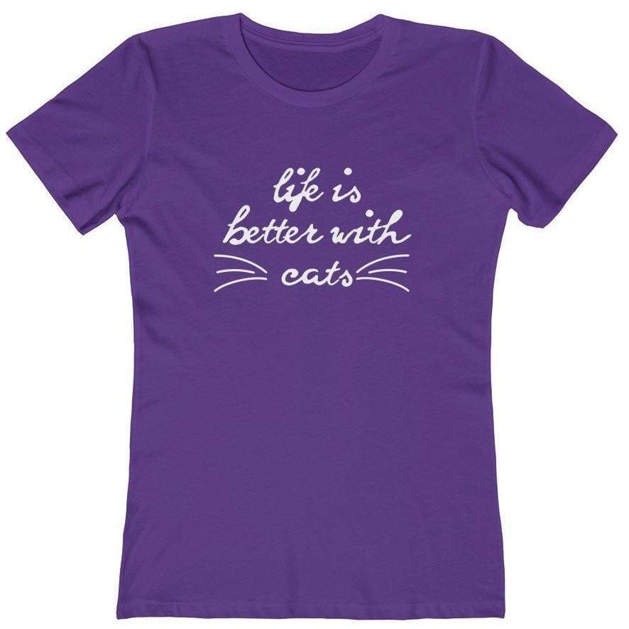 Cat T-Shirt with the Text Life Is Better With Cats Printed Across the Front