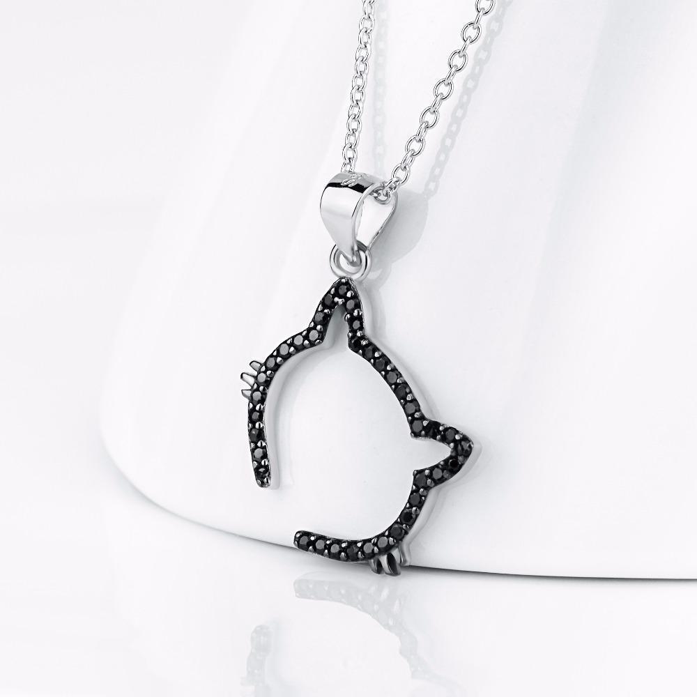 Black Cat Necklace, Cat Face Pendant Necklace