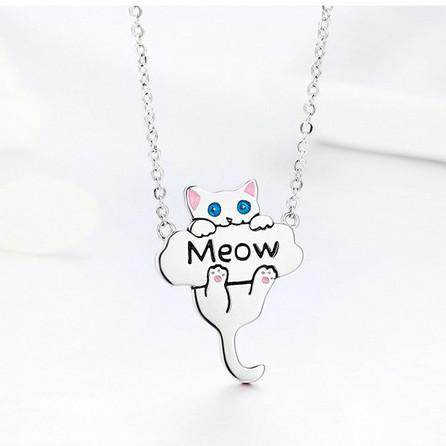 Sterling Silver Meow Necklace for Women who Love Cats