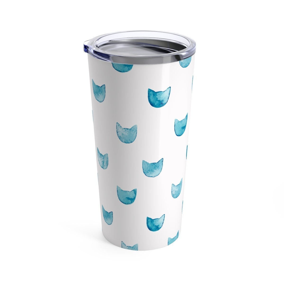 Unique Gifts for Cat Lovers, Stainless Steel Cat Tumbler Printed with Blue Cat Faces