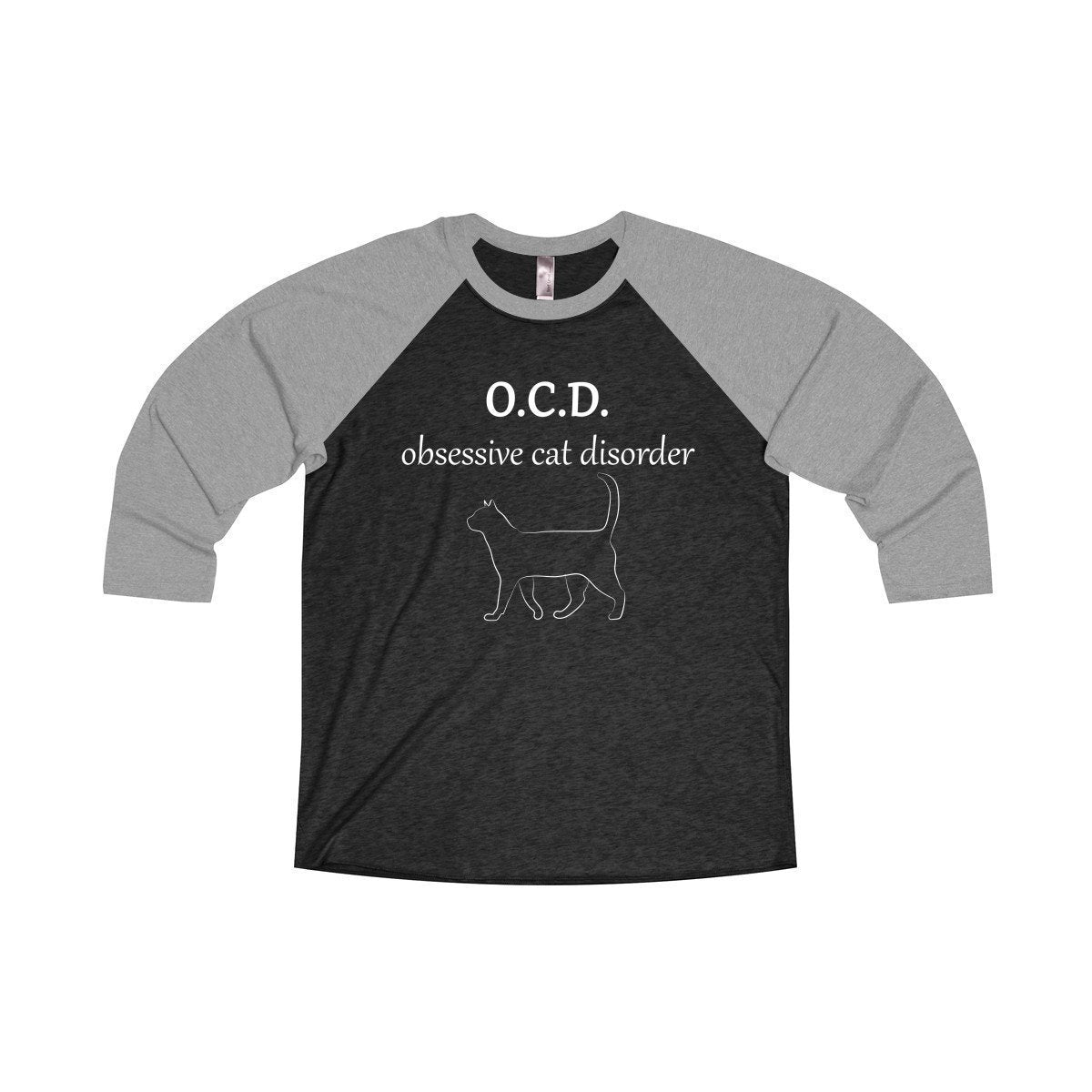 Clothes for Cat Lovers, Cat Shirt Featuring the phrase O.C.D. Obsessive Cat Disorder Printed Across the Front