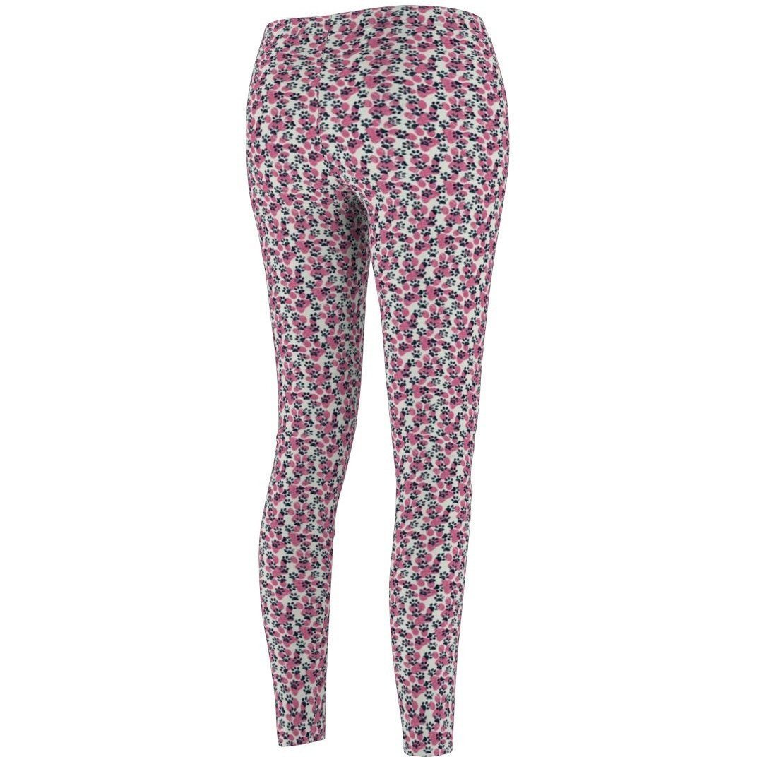 Clothes for Cat Ladies, Cute Cat Leggings Featuring Pink and Blue Paws Printed On a Stretchy White Fabric