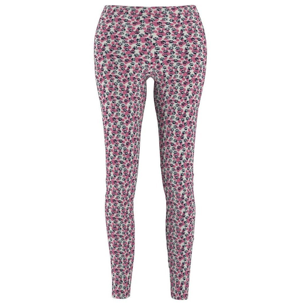Cat Themed Clothing and Accessories, Paw Print Leggings Featuring Blue and Pink Paws Printed On a Soft White Fabric