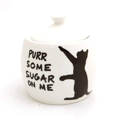 Cat Home Decor, Cat Bowl With The Words Purr Some Sugar On Me On The Front