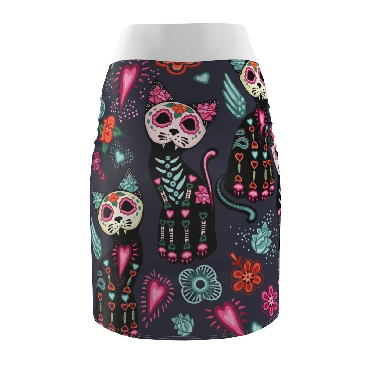 Clothes with Cats for Cat Lovers, Cat Skirt Printed with Colorful Skeleton Cats