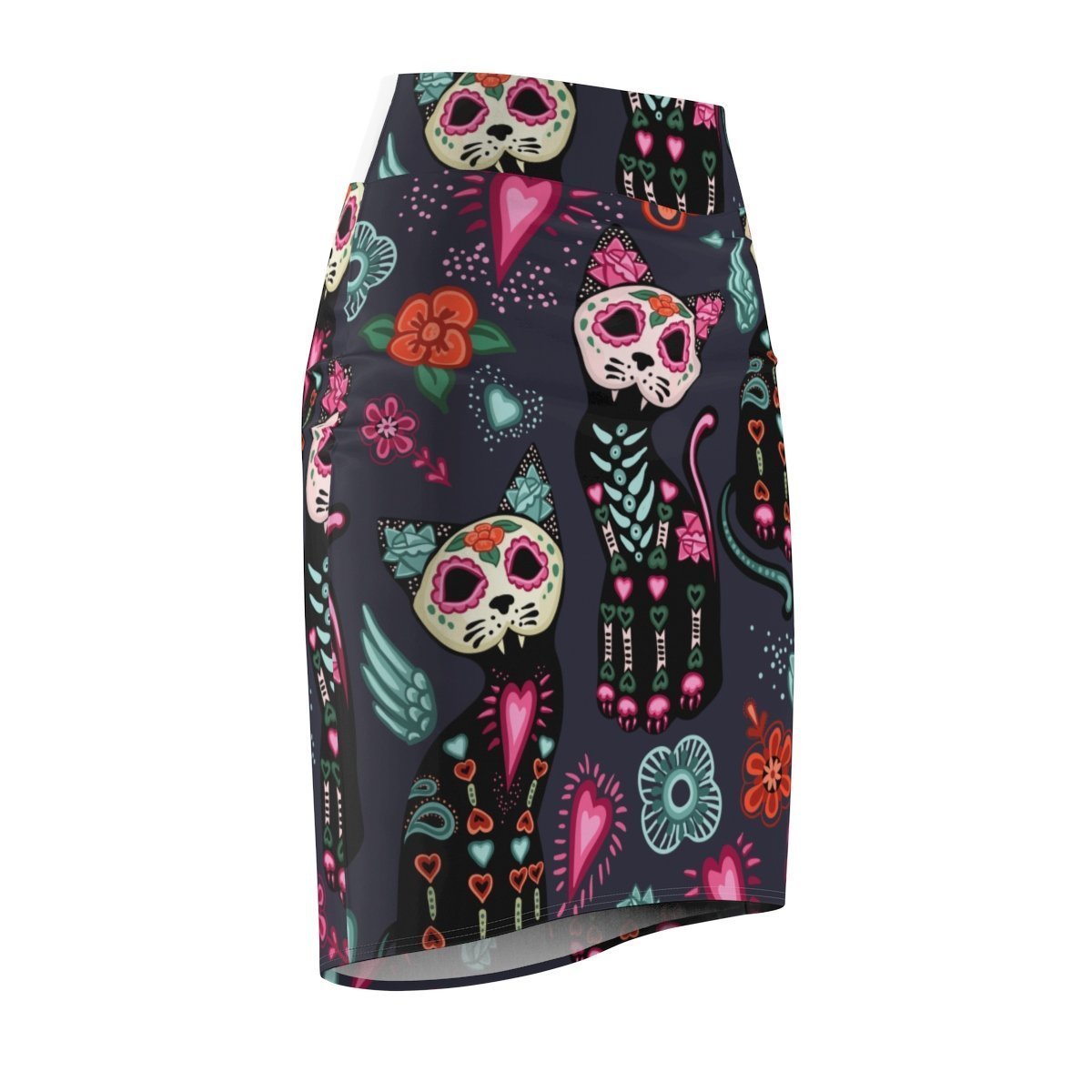 Fun Clothes for Cat Ladies, Cat Skirt Printed with Cool Skeleton Cats