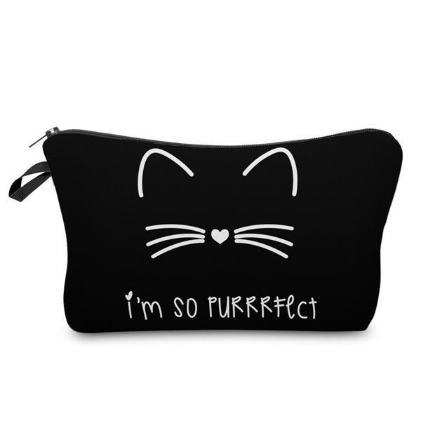 Cat Clothes and Accessories, Cat Cosmetic Bag Featuring a Cute Cat Face