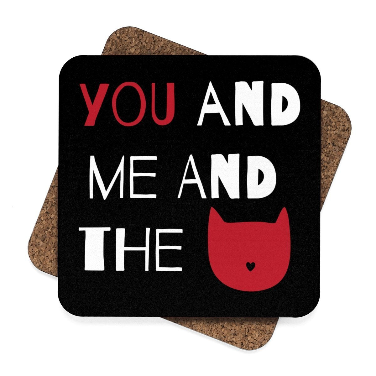 Cute cat decorations for home, You and Me and the Cat Coasters Set - 4pcs